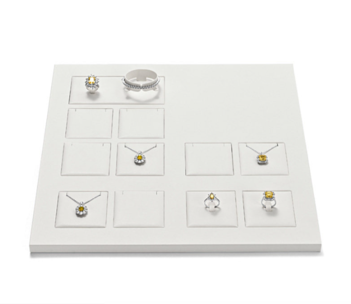 White Leather Metal Jewelry Display Set
