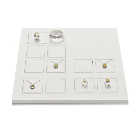 White Leather Metal Jewelry Display Set
