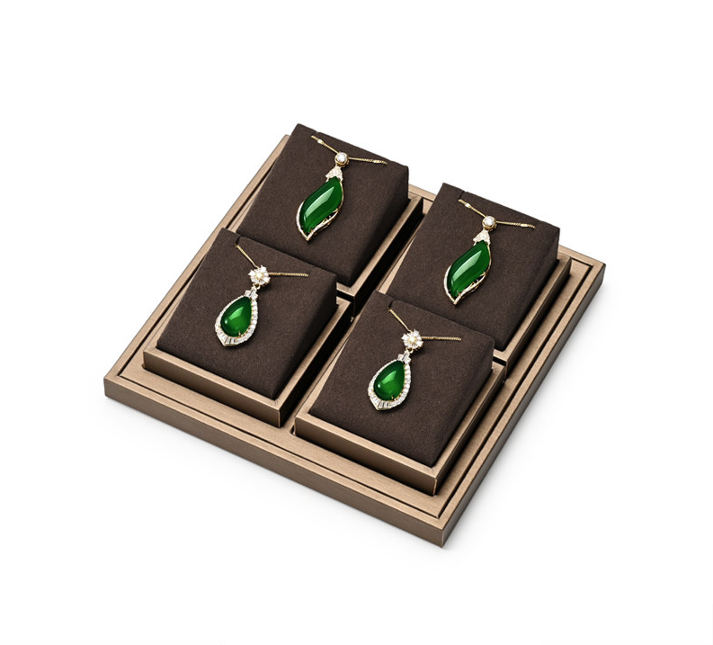 Brown PU Leather Jewelry Display Stand