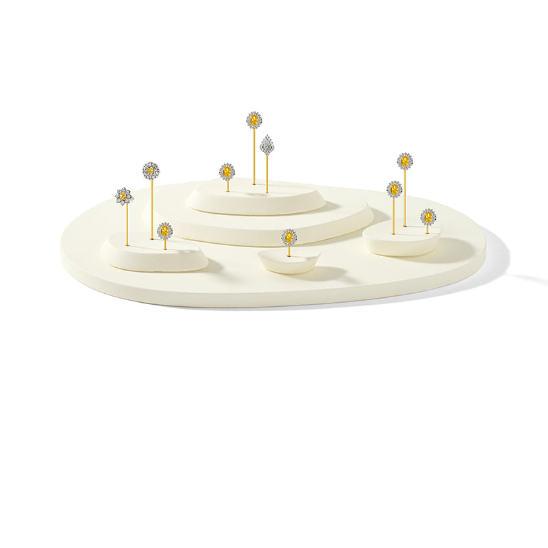 Beige Microfiber Metal Ring Display Stand