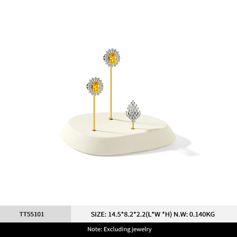 Beige Microfiber Metal Ring Display Stand
