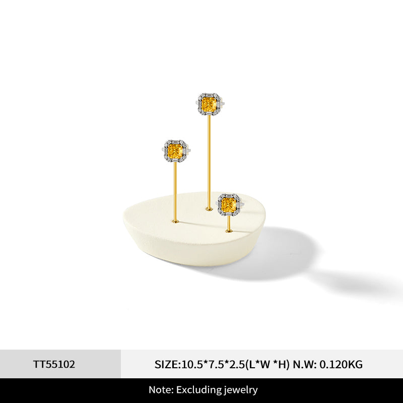 Beige Microfiber Metal Ring Display Stand