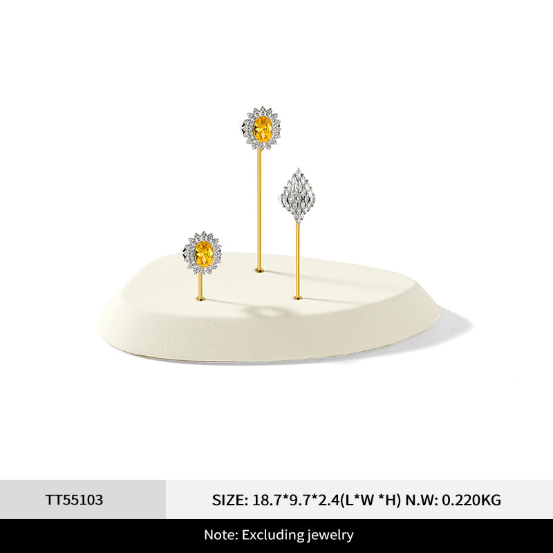 Beige Microfiber Metal Ring Display Stand