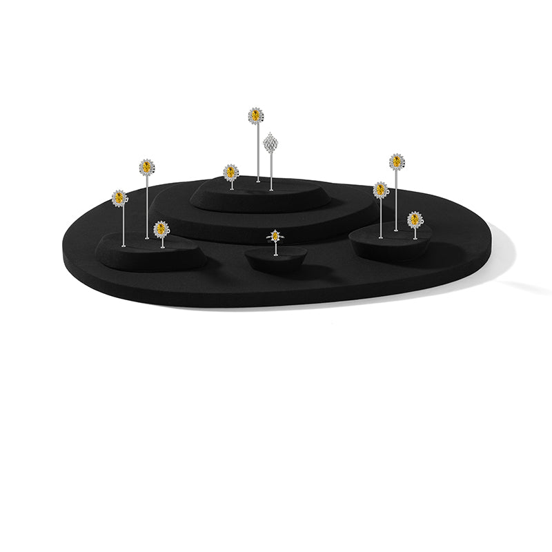Beige Microfiber Metal Ring Display Stand