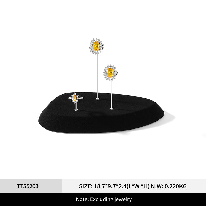 Beige Microfiber Metal Ring Display Stand