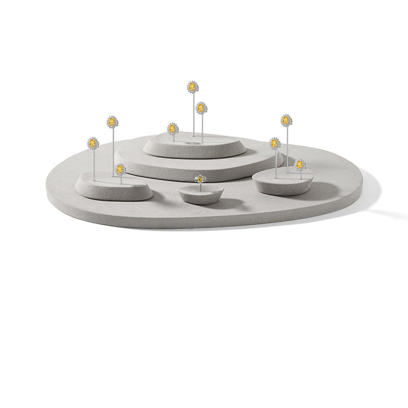 Beige Microfiber Metal Ring Display Stand