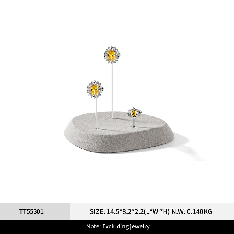 Beige Microfiber Metal Ring Display Stand