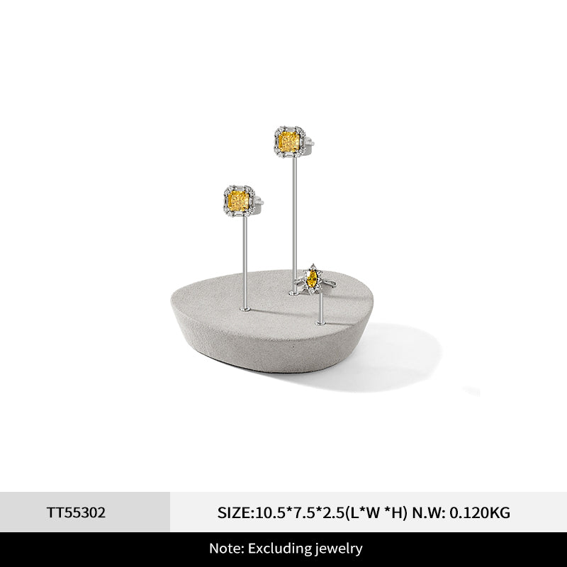 Beige Microfiber Metal Ring Display Stand