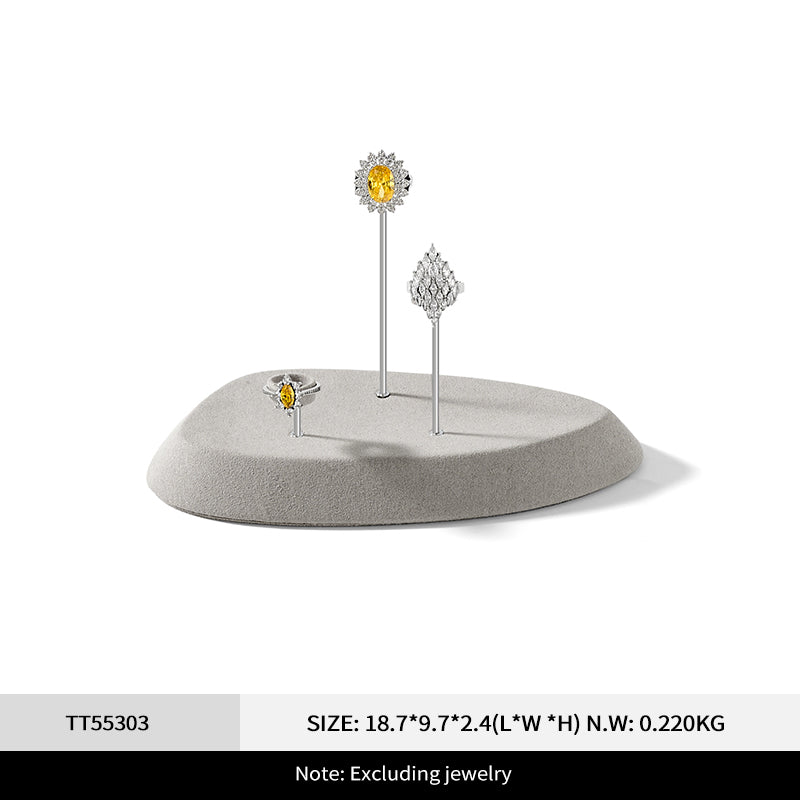 Beige Microfiber Metal Ring Display Stand