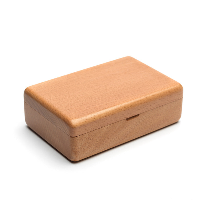 Wooden ring and earring storage box in beech finish