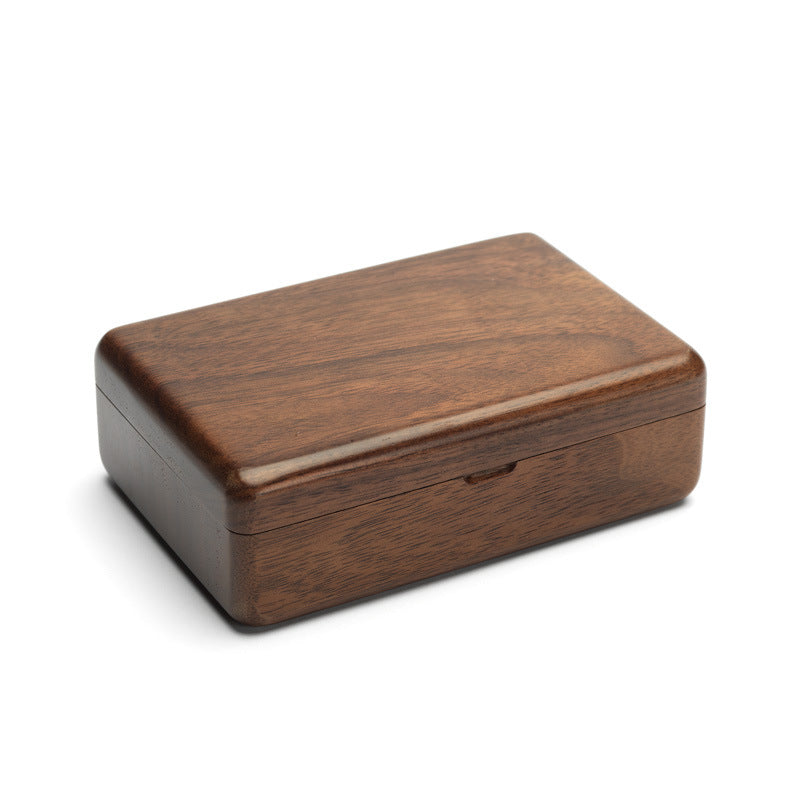 Wooden ring and earring storage box in walnut finish