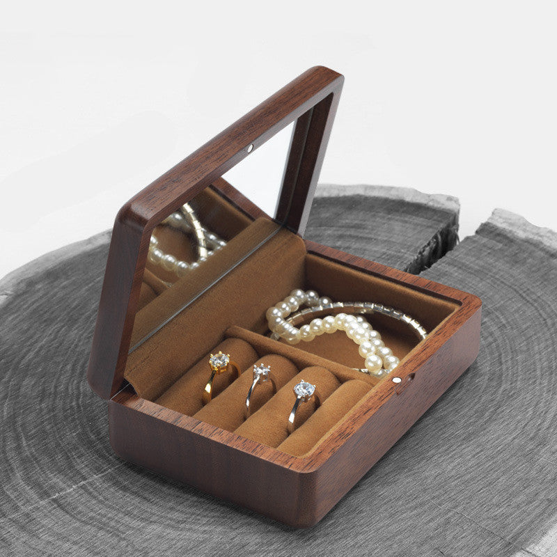 Wooden ring and earring storage box — view 1
