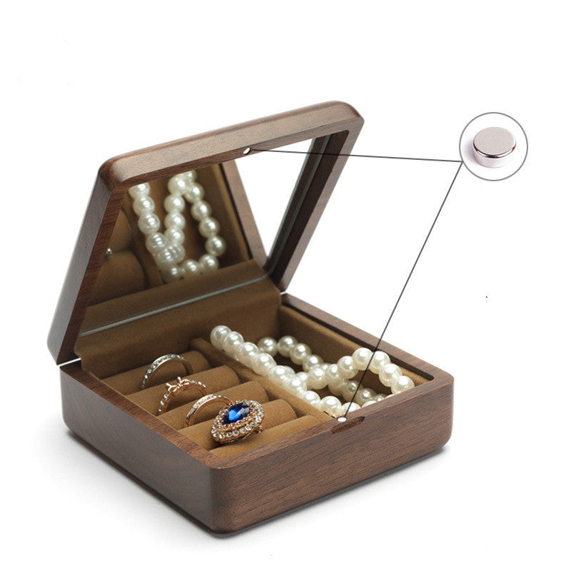 Wooden ring and earring storage box — view 2