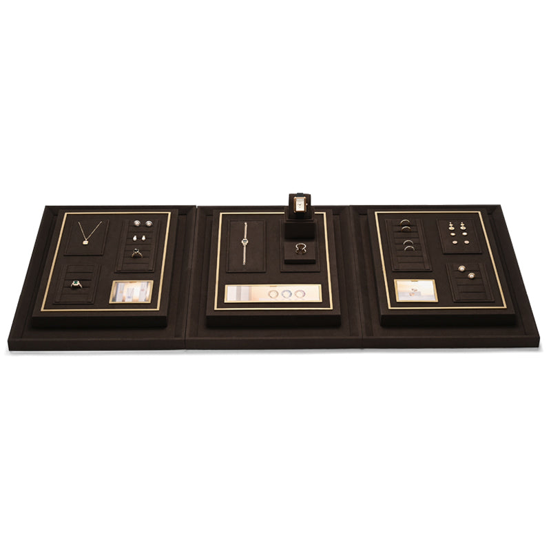 Brown Microfiber Metal Jewelry Display Stand
