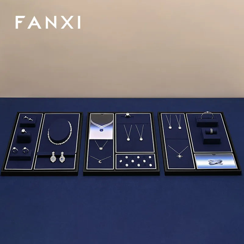 Blue Metal Jewelry Display Set