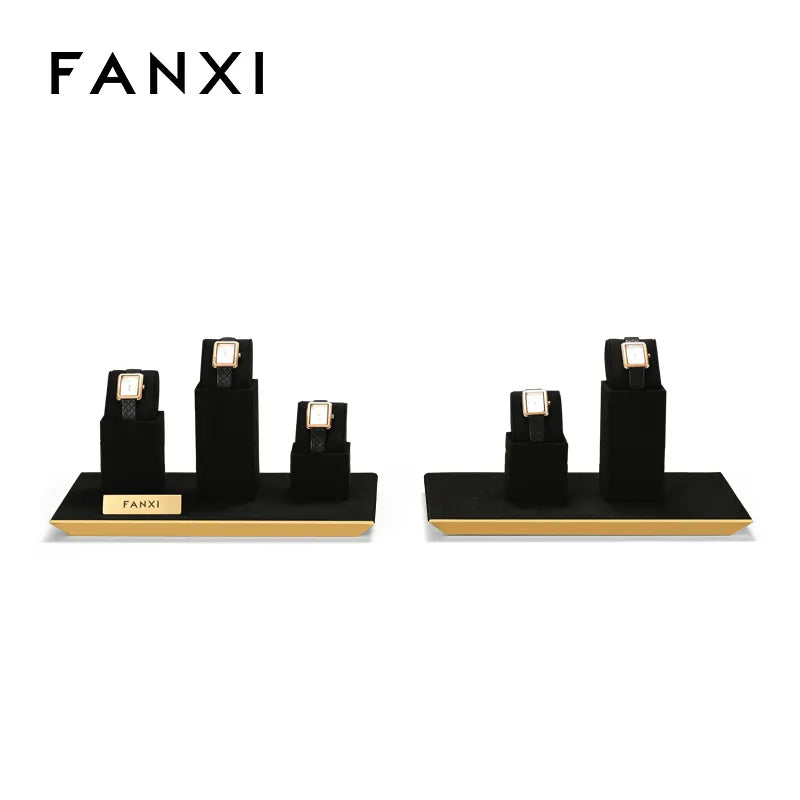 Black Microfiber Metal Watch Display Stand