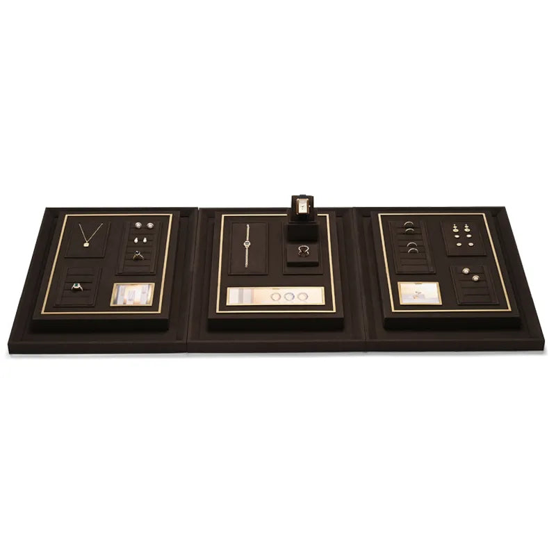 Brown Microfiber Metal Jewelry Display Stand